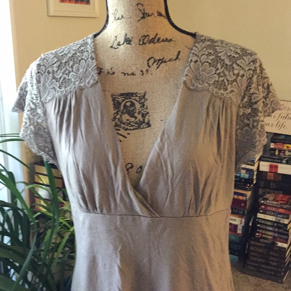 Banana Republic Large Cotton & Lace Empire Top